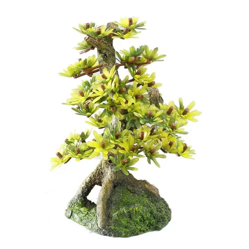 Votre jardin：Décor d'aquarium bonsai médium en résine de polyester vert - 15 cm