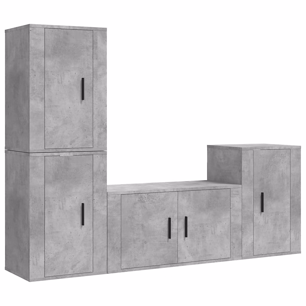 Ensemble de meubles TV 4 pcs Gris béton Bois d'ingénierie – Prolenta Premium