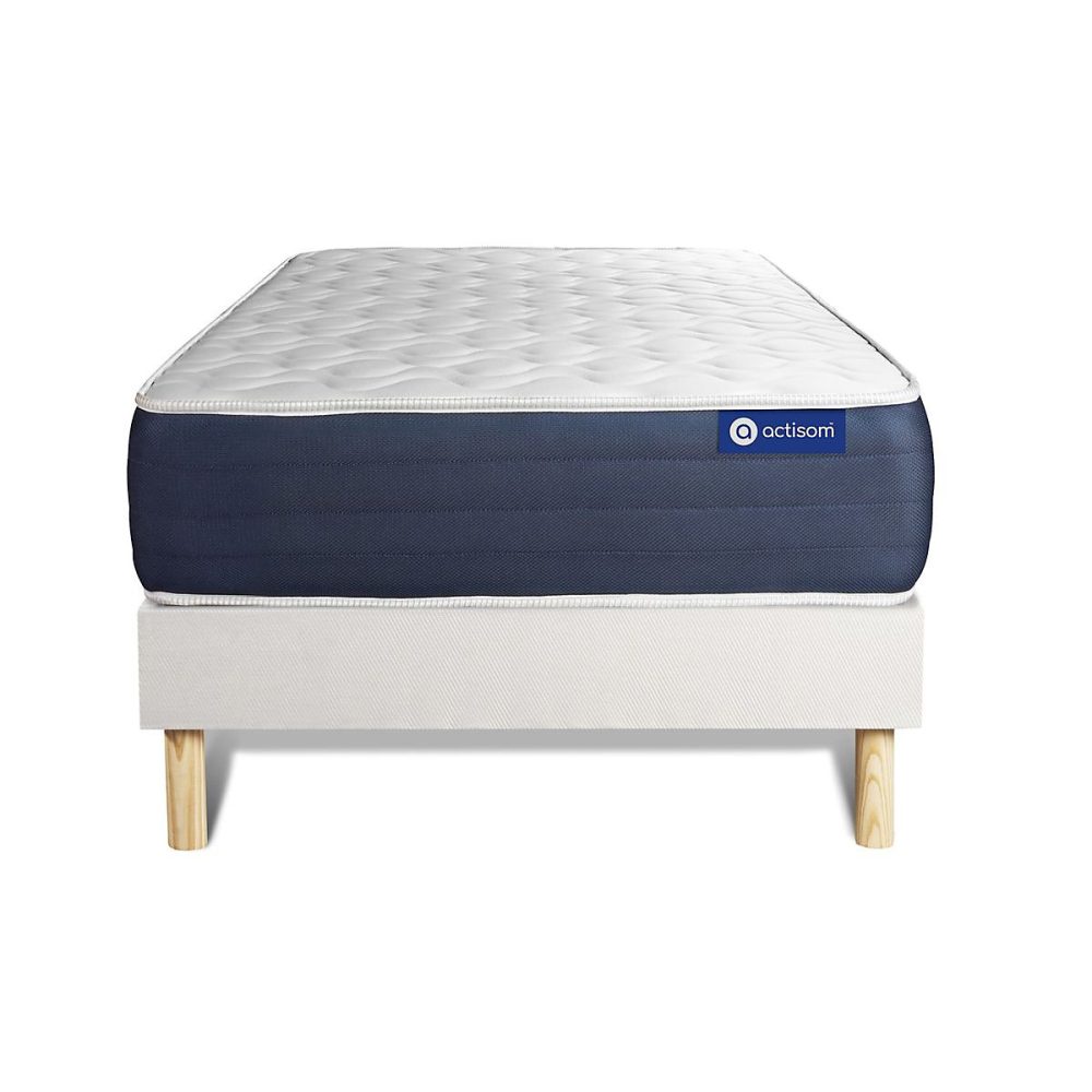 Ensemble – Matelas Latex et mémoire de forme 22cm d'épaisseur, 5 zones de confort, Confort équilibré, Sommier tapissier en kit
