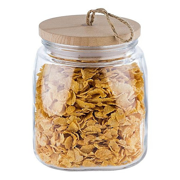 Bocal de conservation en verre avec couvercle en pin – 2 Litres