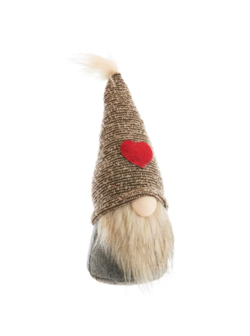 Espace vert sélection:Gnomes assortis debout en tissu avec bonnet à cœur - 11 x 9 x 27 cm