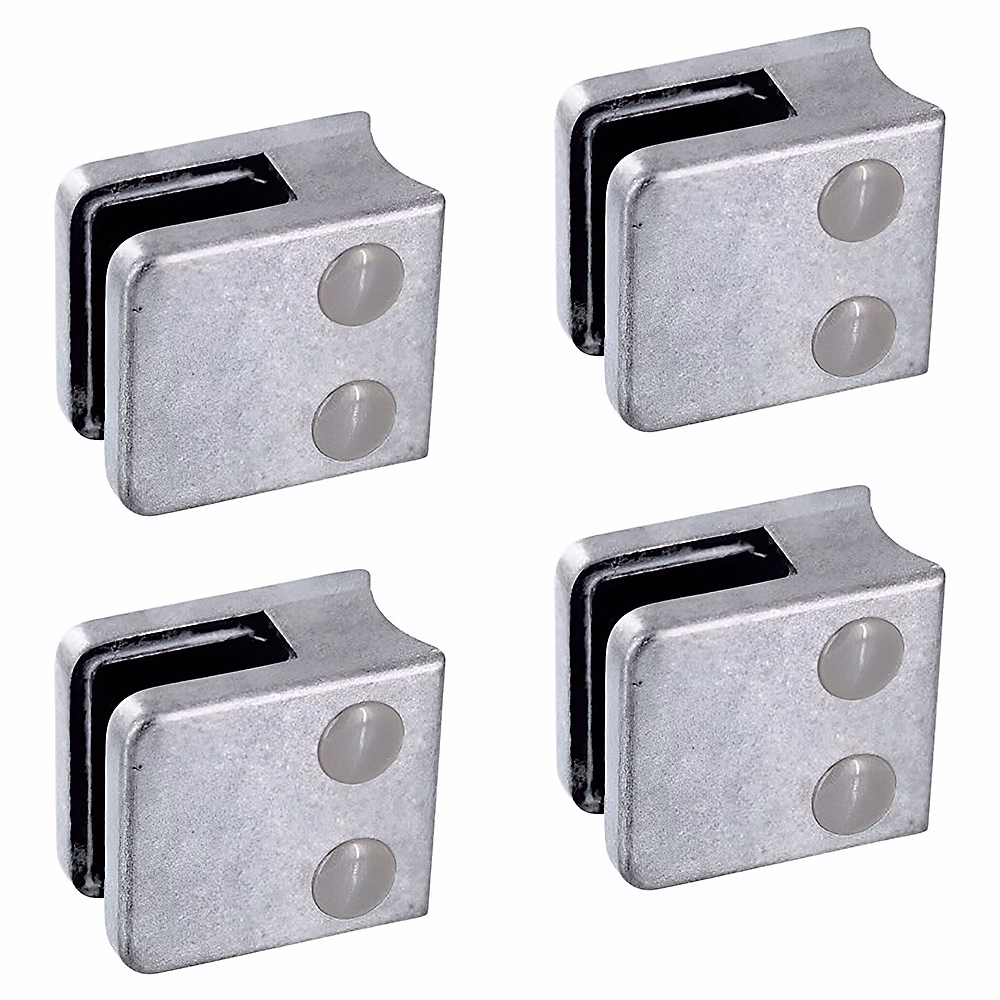 4 x Pince à verre pour tube diam. 42 – 4 modèle 01, Ep. verre 6,76 mm, Zamak brut