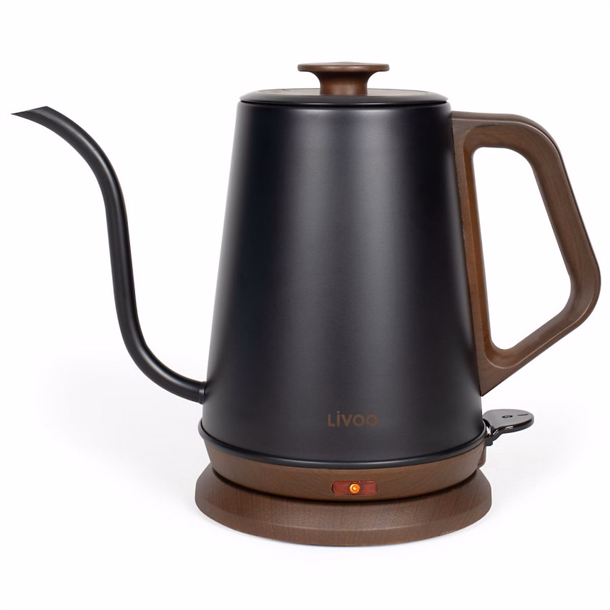 Bouilloire col de cygne DOD206 Livoo 1.2L – 1000W, acier inoxydable, versage précis coloris Noir