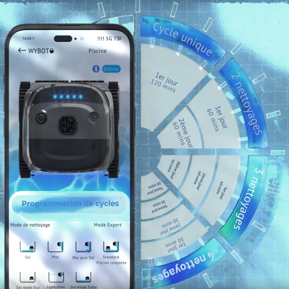 Robot piscine sans fil Wybot C2 Pro Vision - Caméra IA & Son
