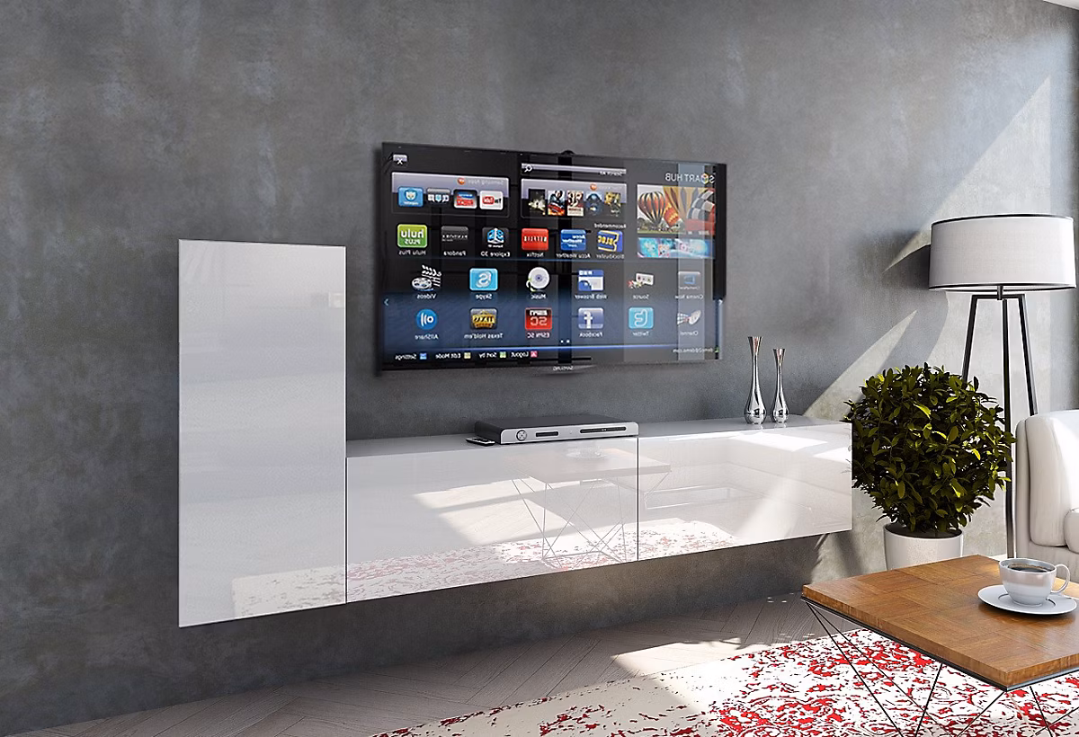 Ensemble meuble TV CONCEPT 43 | 43 – HG – W – 2 – 1A blanc brillant 203 cm