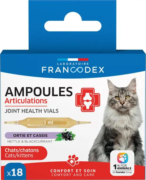 Le petit plus pour l’extérieur:Ampoules articulations pour chat et chaton ortie et cassis Francodex - x 18 de 1 ml