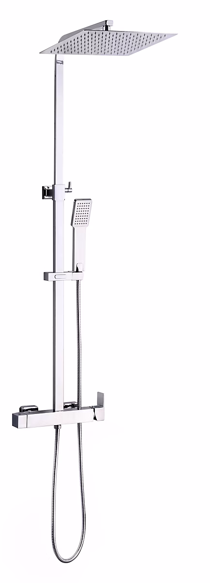 Colonne de douche mécanique avec pommeau + douchette 1 jet + flexible + barre réglable – chrome, Edouard Rousseau Gerzat