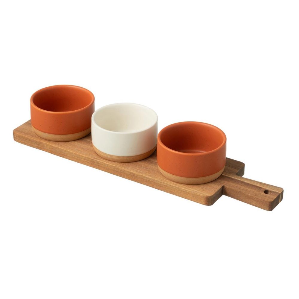 J-LINE Service apéritif 4 pièces avery 39cm orange & blanc
