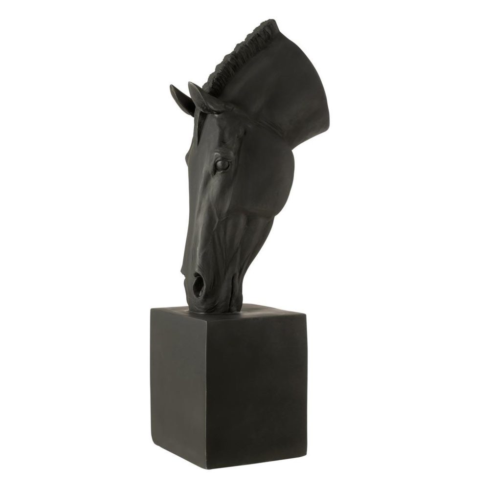 J-LINE Tête de cheval sur socle hollywood 95cm noir