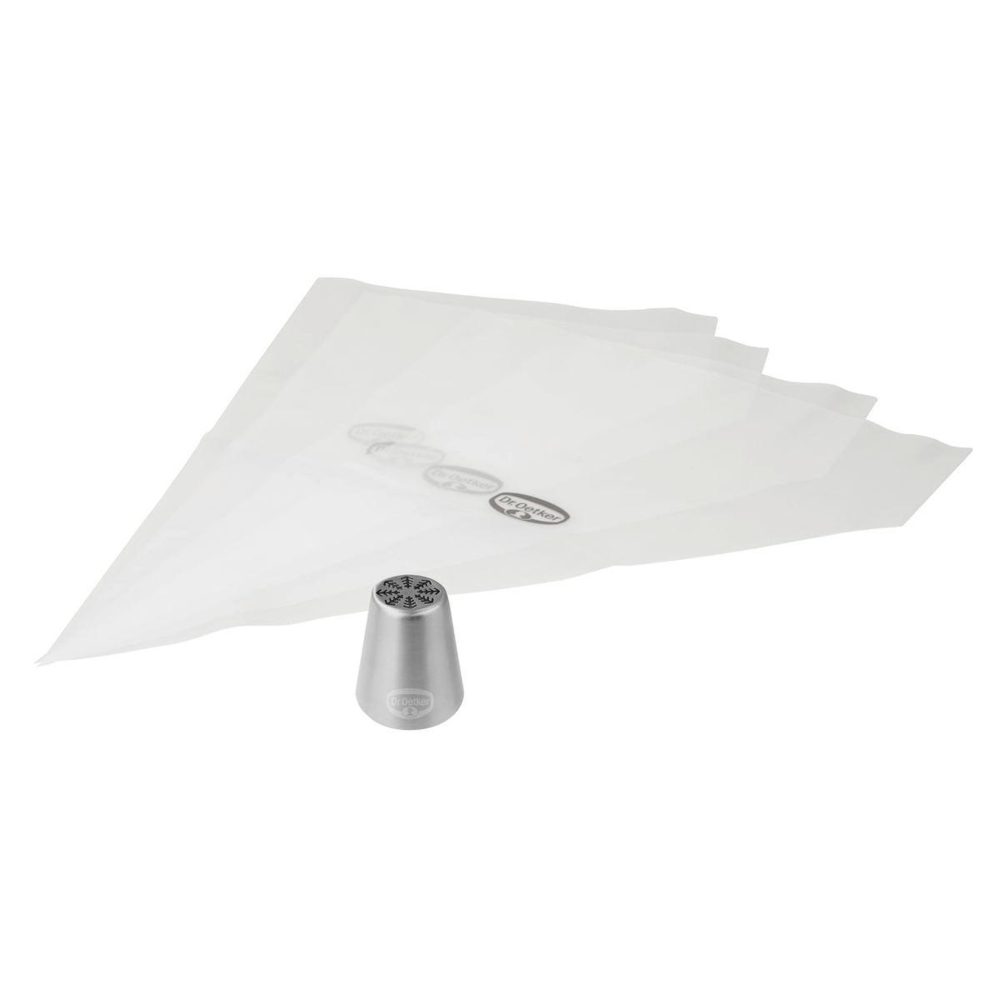 DR.OETKER Lot de 4 poches à douille et embout cristal de glace en inox dr.oetker baker edition