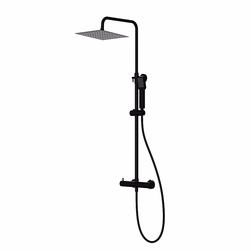 Colonne de douche carrée monocommande TOR avec finition NOIR mat en laiton Kibath – Réf. XPXGRILCV8271350343