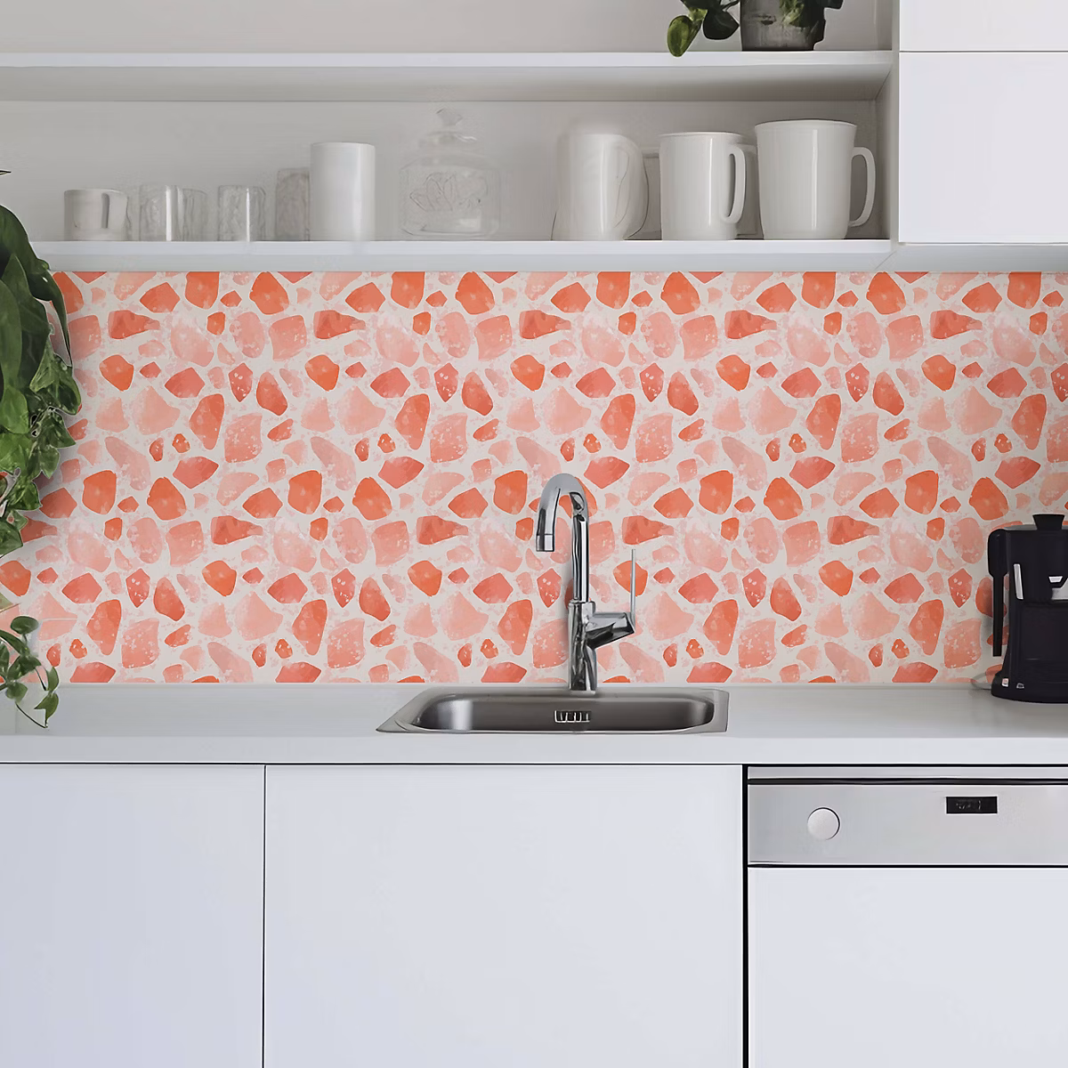Crédence adhésive Terrazzo style Terracotta 60 × 300cm