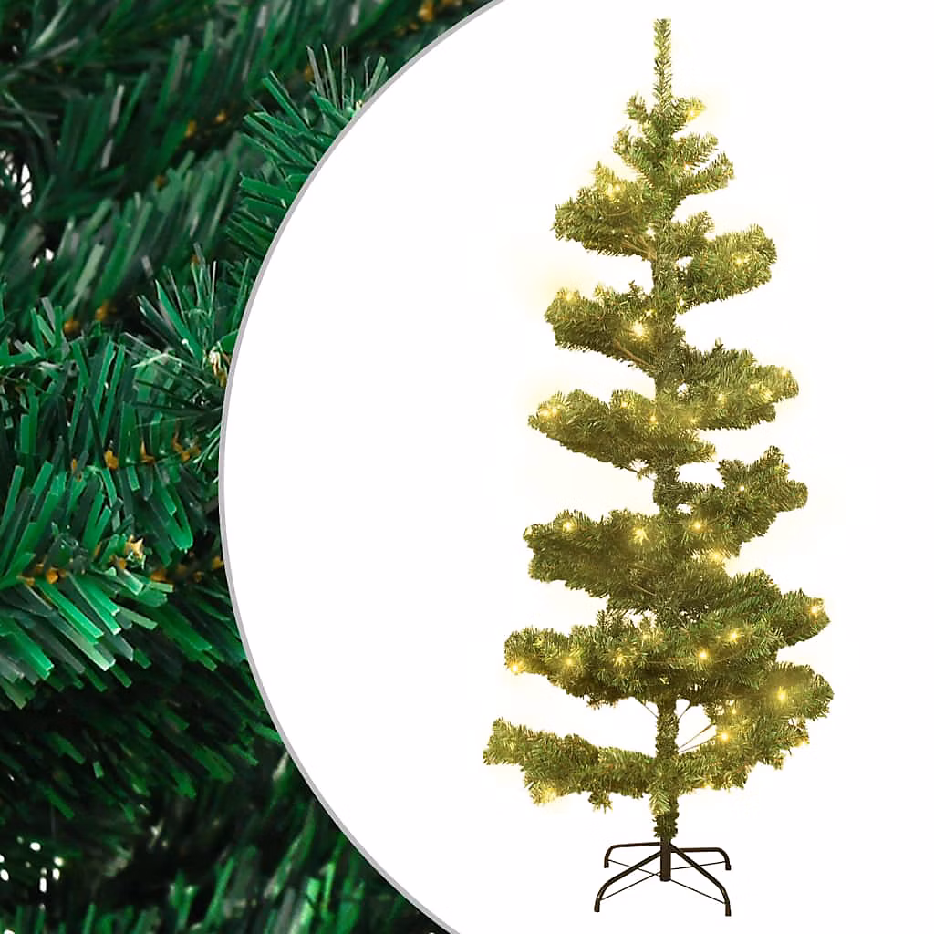 Arbre de Noël hélicoïdal pré – éclairé et support vert 180 cm PVC vidaXL