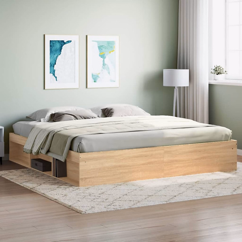 Cadre de lit sans matelas chêne sonoma 200 × 200 cm