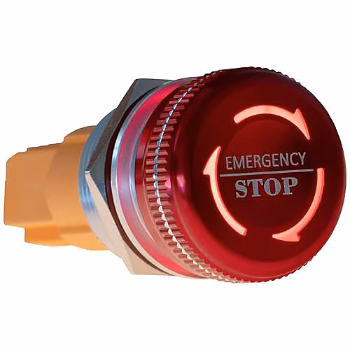 Bouton d'arrêt d'urgence accrochable 22 mm Button22NA – 01 | acier inoxydable | LED rouge/vert.