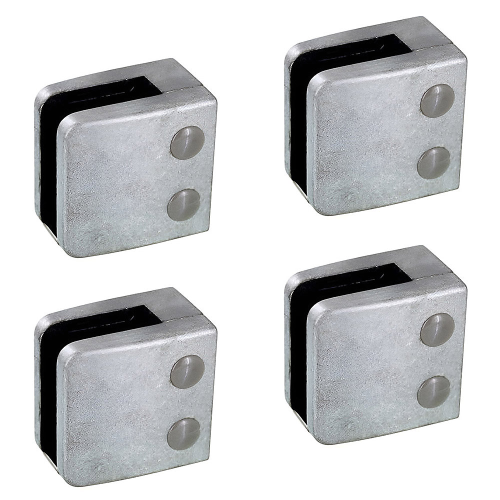 4 x Pince à verre plate modèle 06 – Ep. verre 12 | 76 mm | Zamak brut