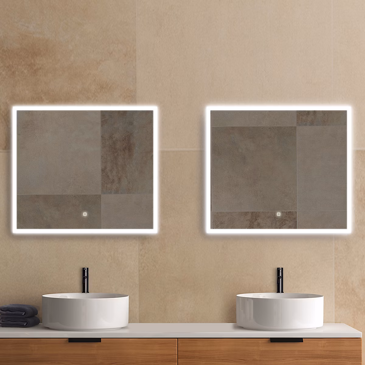 Miroir de salle de bains lumineux LED rectangulaire l. 80 x H. 70 cm MPGlass Bishop 2 – Réf. WOSKFITCZ2750426791