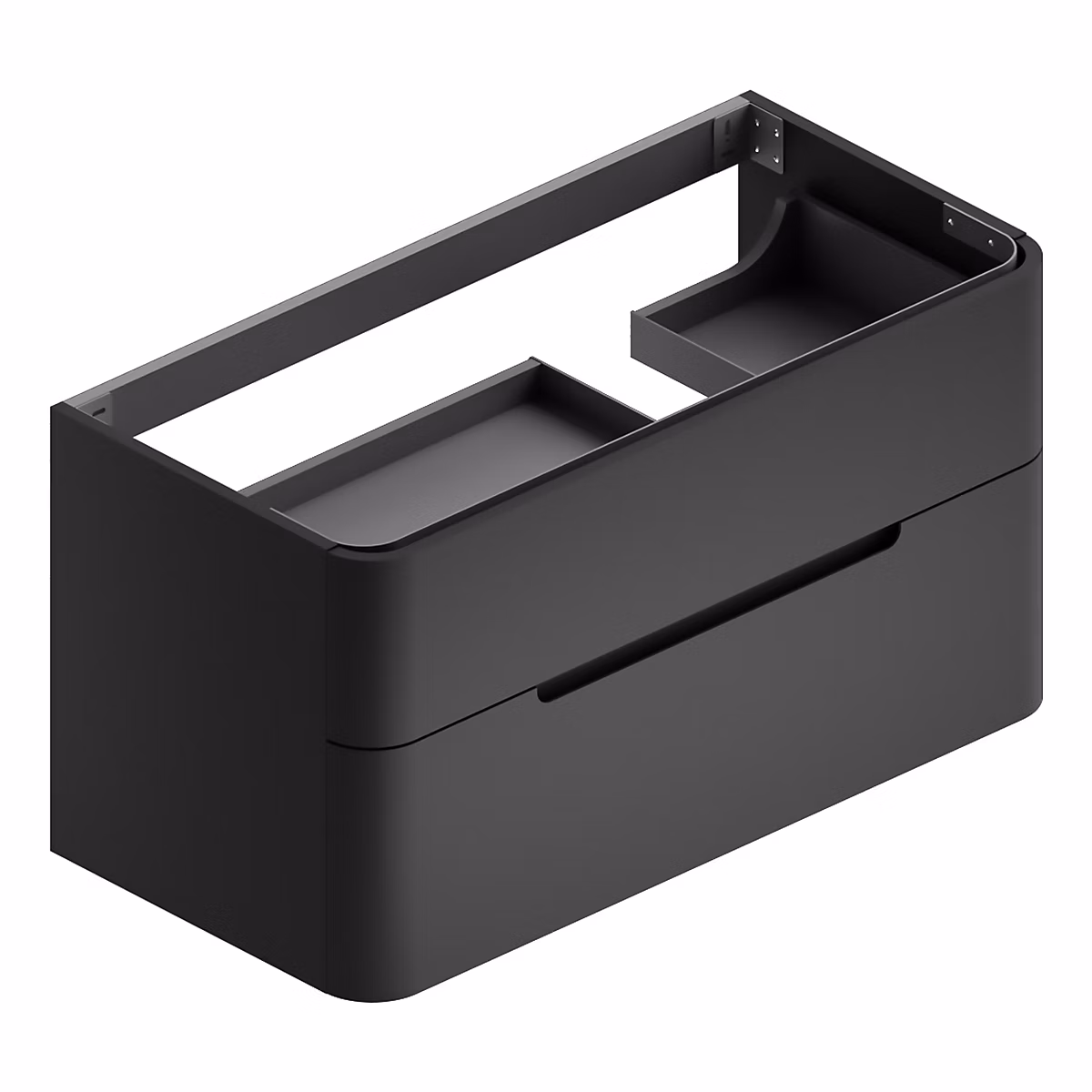 Meuble sous vasque suspendu l.104 x H.55 x P.50 – 5 cm, noir mat, version droite, Alba