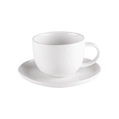 À avoir pour l’extérieur:Tasse à thé avec sous-tasse en porcelaine blanche Ecume - 22 cl