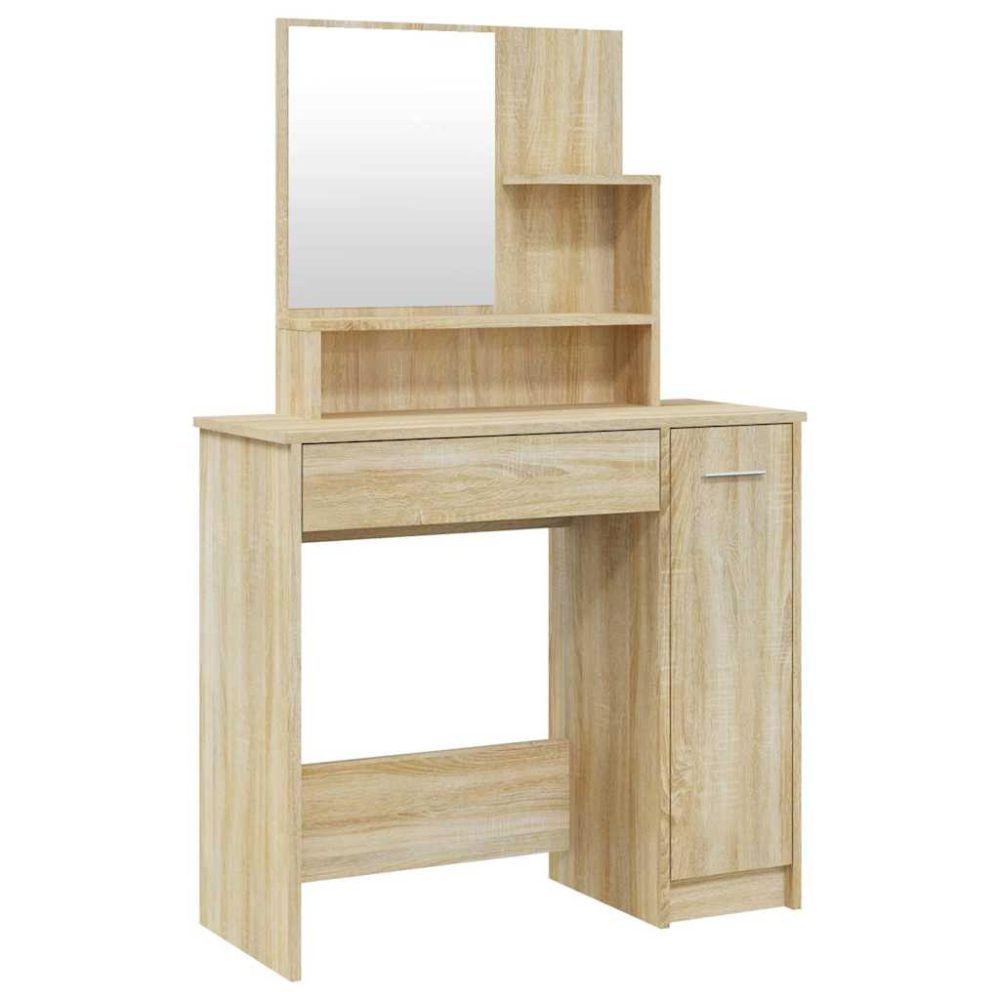 vidaXL Coiffeuse avec miroir chêne sonoma 86,5x35x136 cm