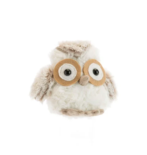 Nature jardin:Hibou debout en peluche de couleur naturelle - 11 x 8 x 9 cm