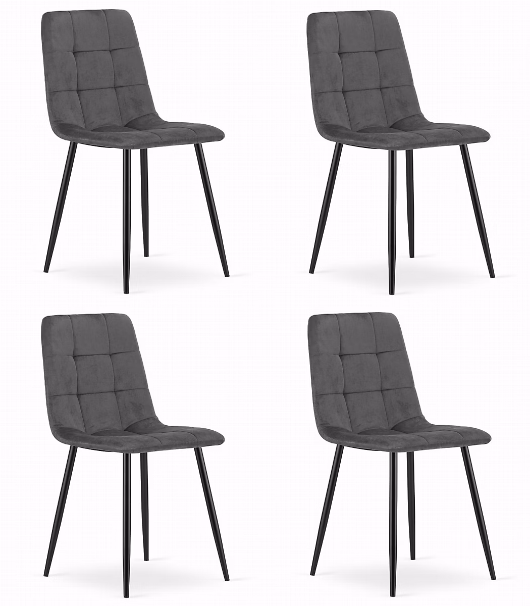 Chaise Valora PYRA en velours gris foncé – design moderne x4