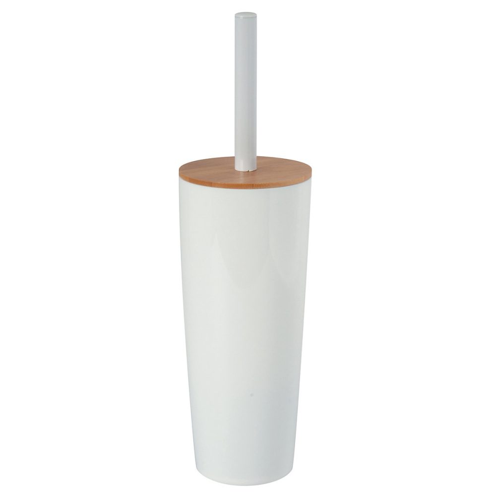 Accessoire WC – Brosse WC et support en bambou et plastique blanc Oslo