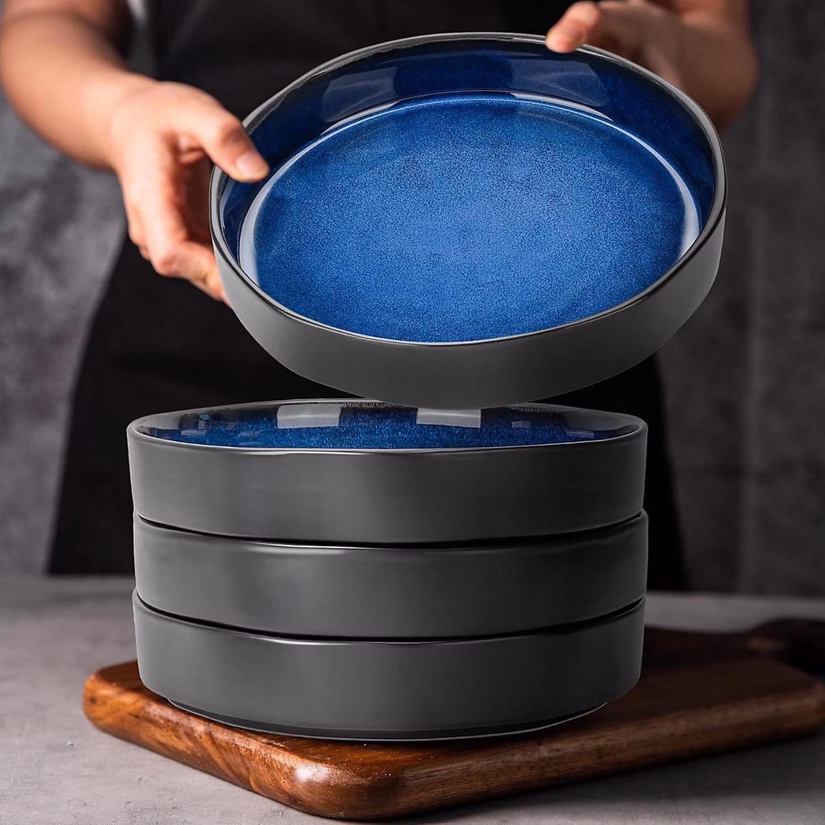 Ensemble de 4 bols en céramique 22cm noirs et bleus – Réf. CCYSMBESG8383266926
