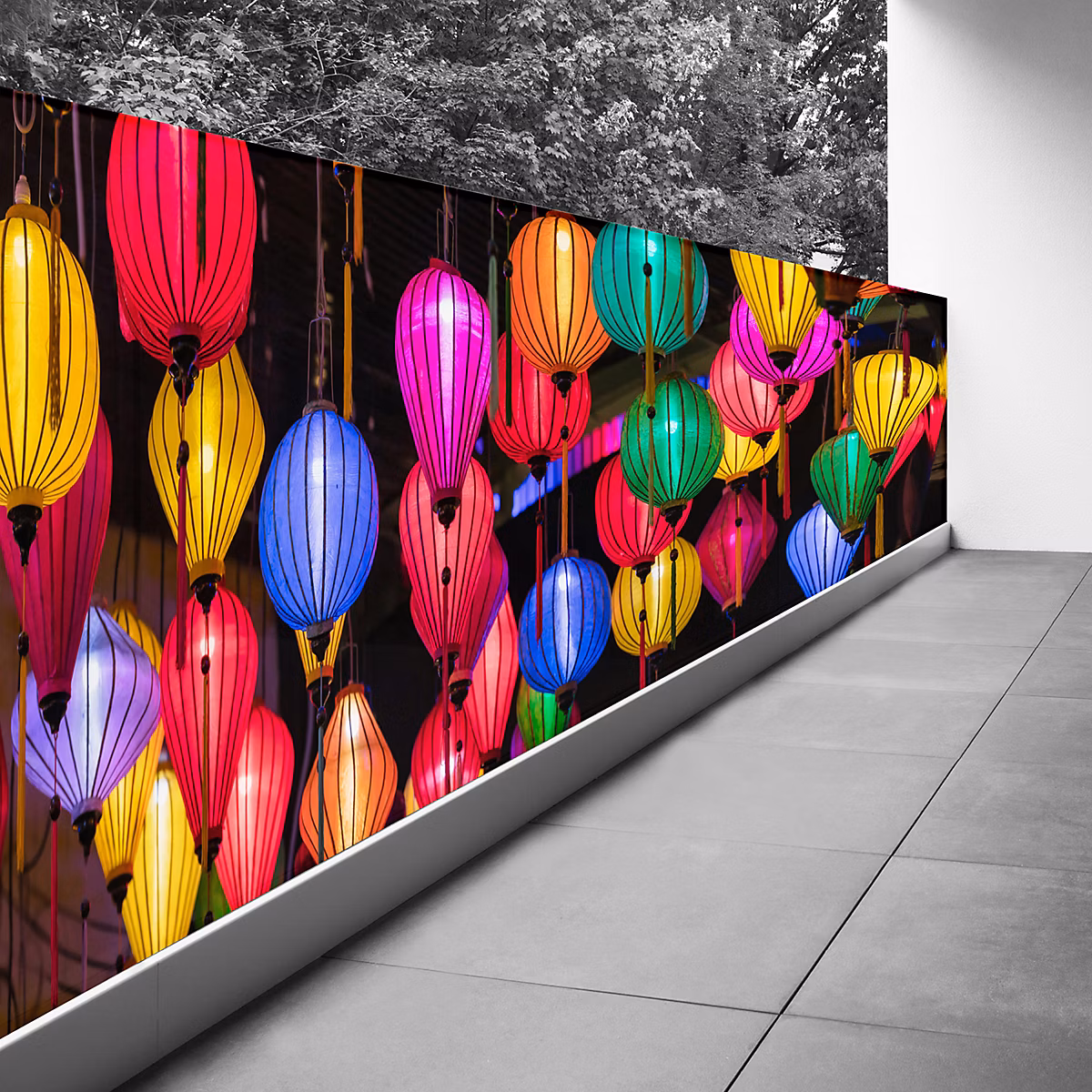 Brise vue Trompe l'oeil – 80 × 300 cm, Lanternes au Vietnam 3617689698199