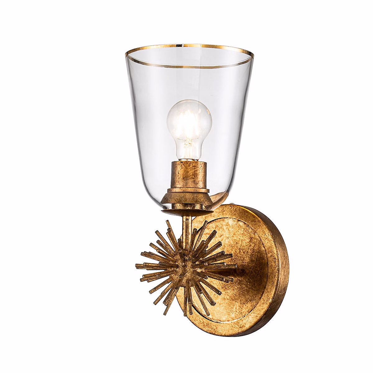 Elstead Staring Applique murale contemporaine en or vieilli – abat-jour en verre, 1 culot E27