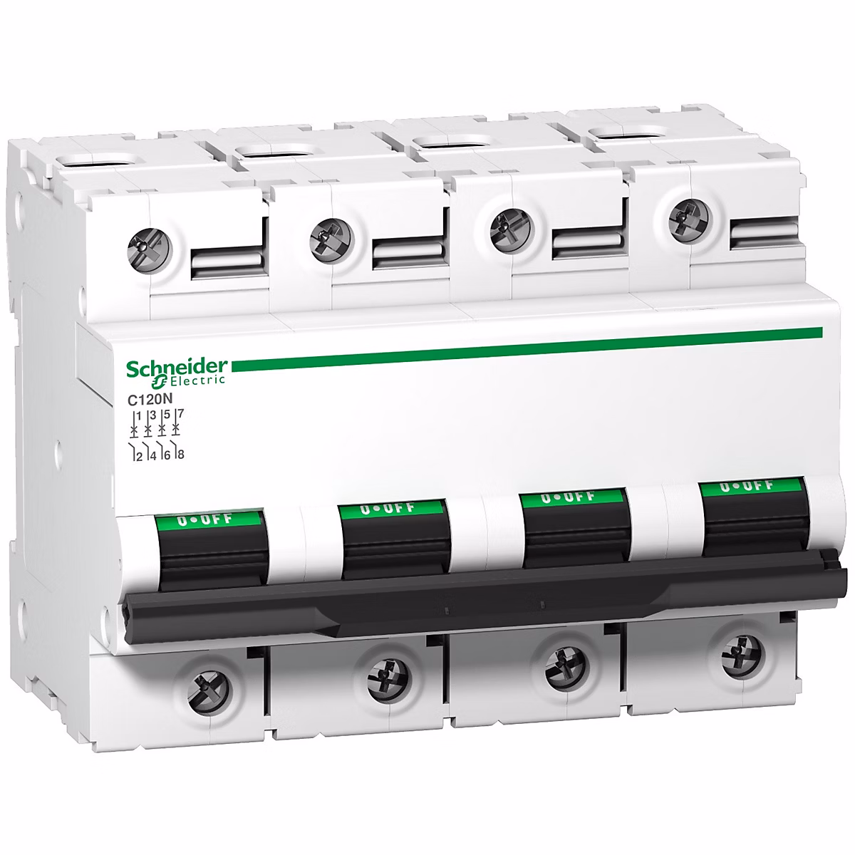 A9n18391 Schneider C120n Disjoncteur Tétrapolaire Schneider 80 A – 4p, Courbe D, 10ka, à Vis