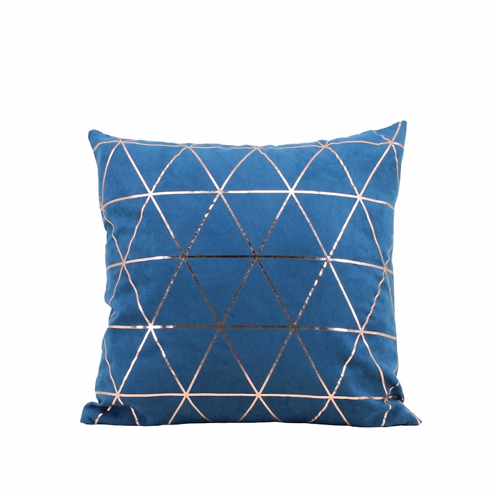 Coussin motifs géométriques bleu 40 × 40cm