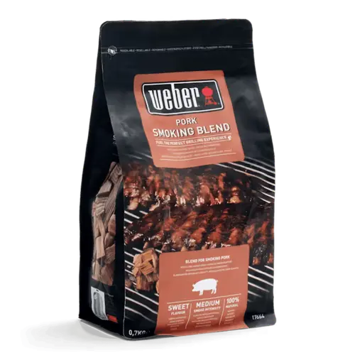 Pour un jardin accueillant:Copeaux de bois de fumage pour porc coloris marron en bois Weber – 700 g