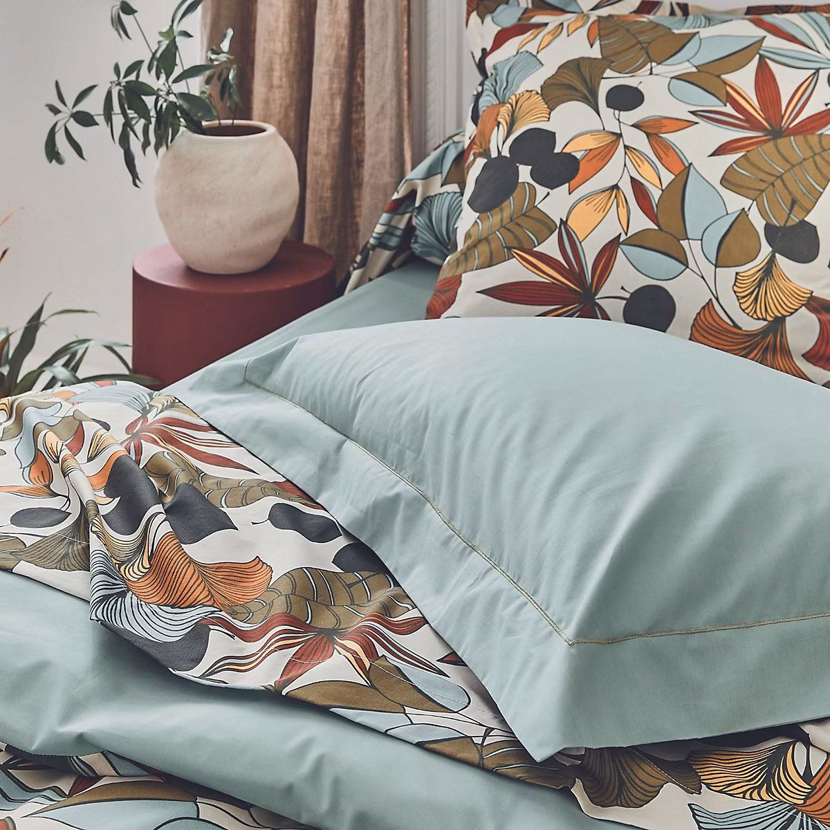 Drap plat esprit nature (180 × 290 cm – Vert)