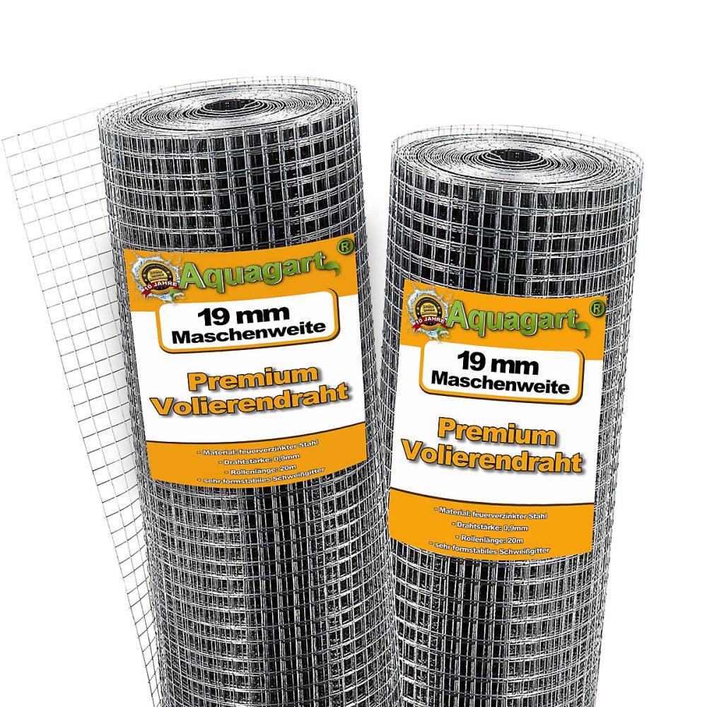 60 m x 1 m grillage pour volière – grille métallique, grillage soudé, 19mm Aquagart