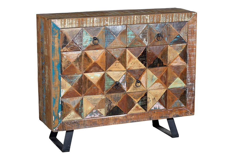 Commode exclusive en bois recyclé multicolore – Réf. FVTVELDTH7780632798
