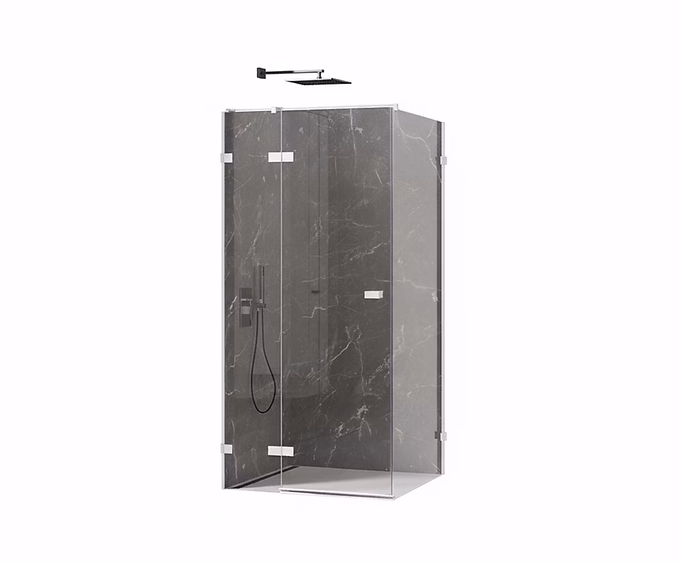 Cabine de douche blanc 100 × 110cm – pivotante droite SANTORINI WHITE, acces de face