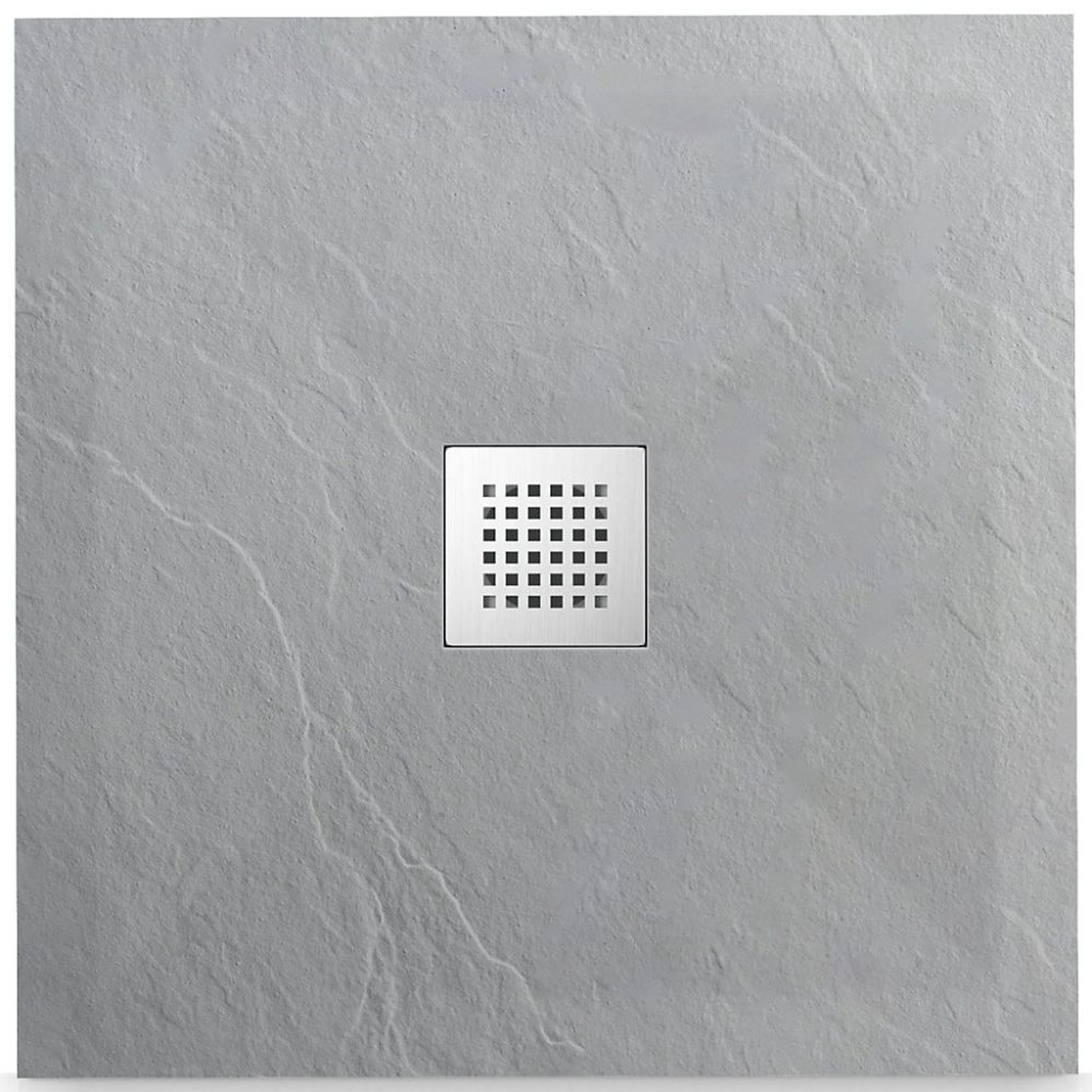 BALNEO Receveur de douche antidérapant carré en composite gris clair bas 80 × 80 cm