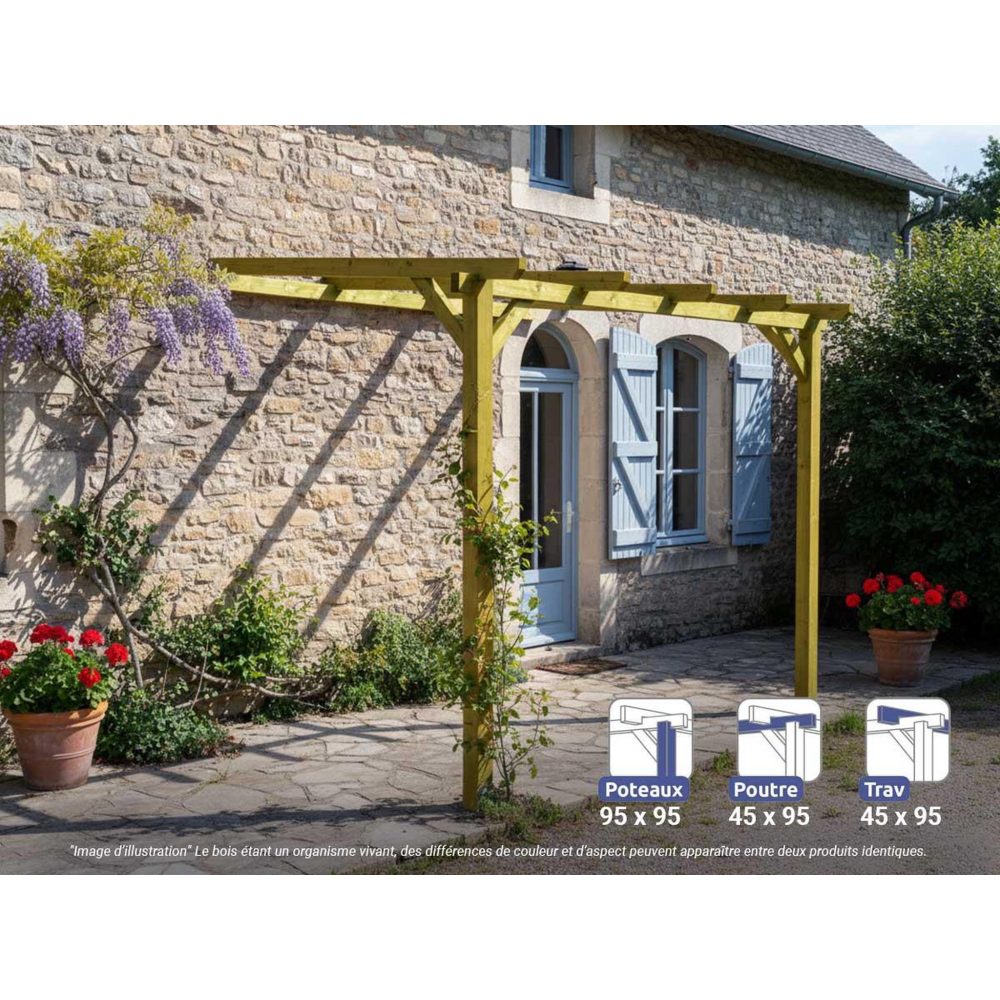 JARDIDECO Pergola adossée en bois massif orléans 300 x 300 cm- maderland
