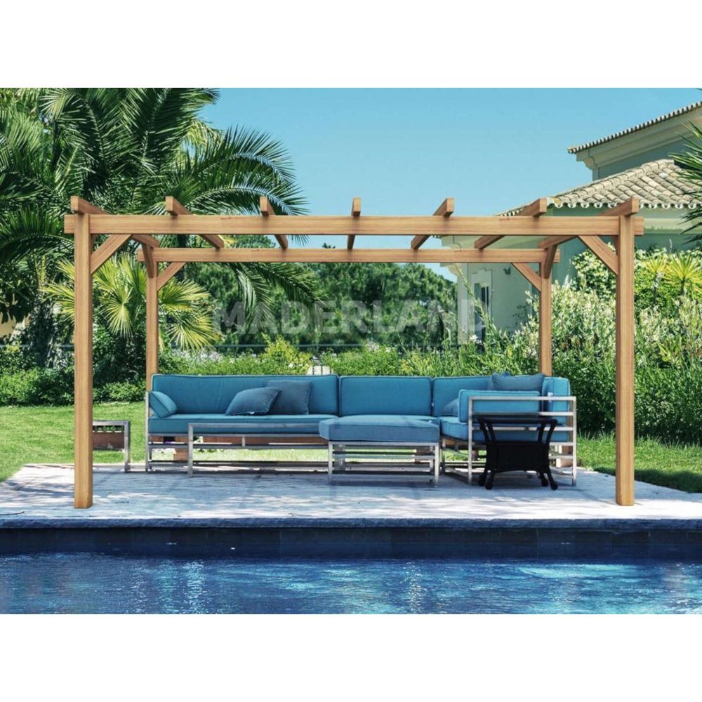 JARDIDECO Pergola en bois lamellé-collé grenoble 400 x 400 cm - maderland