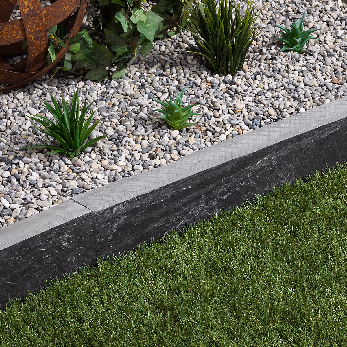 Bordure de jardin Ardoise Noire 100 × 10 × 6 cm (bordures soit 20 mètres) – RO'MA NATURE, lot de 20