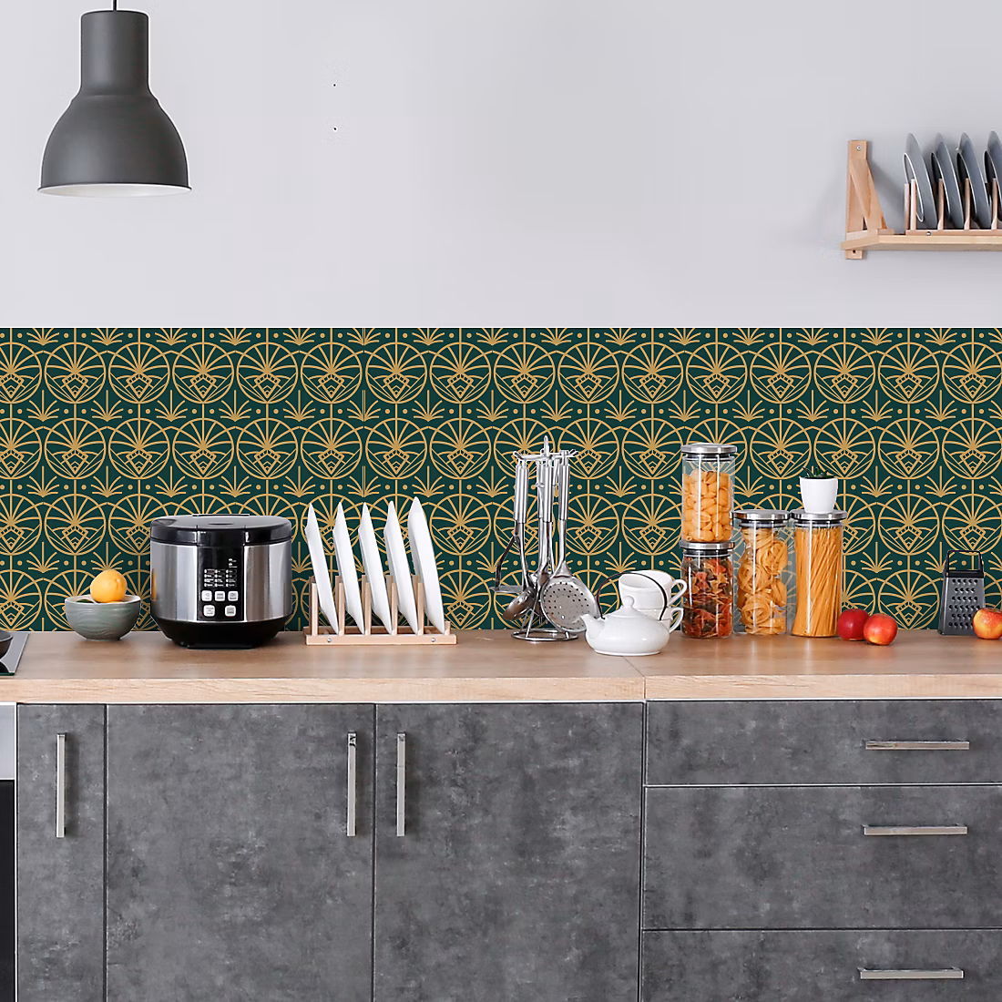 Crédence adhésive motifs déco design verte 60 × 100 cm