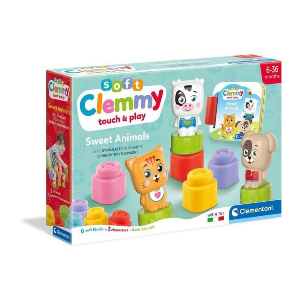 NEW BORN BABY Clementoni - Cubes & Animaux Soft Clemmy - 6 cubes + 3 personnages + Livre