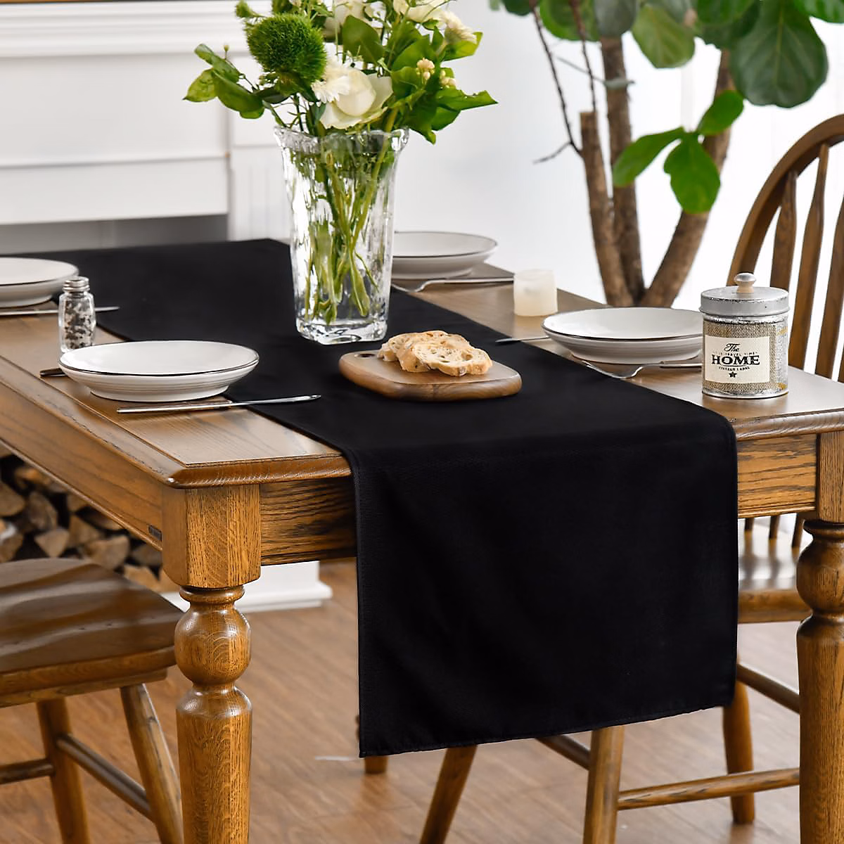 Chemin de Table Polyester Noir 40 × 180 cm