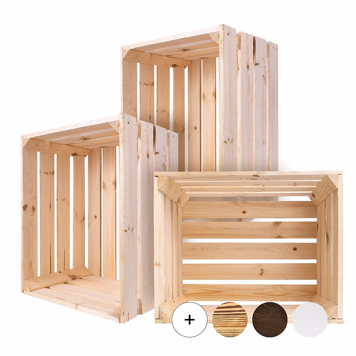 Creative Deco Lot de 3 Caisse en Bois Naturel 50 × 40 × 30 cm – Caisse Rangement Bois, Caisse en Bois Vintage, Cagette Bois Deco