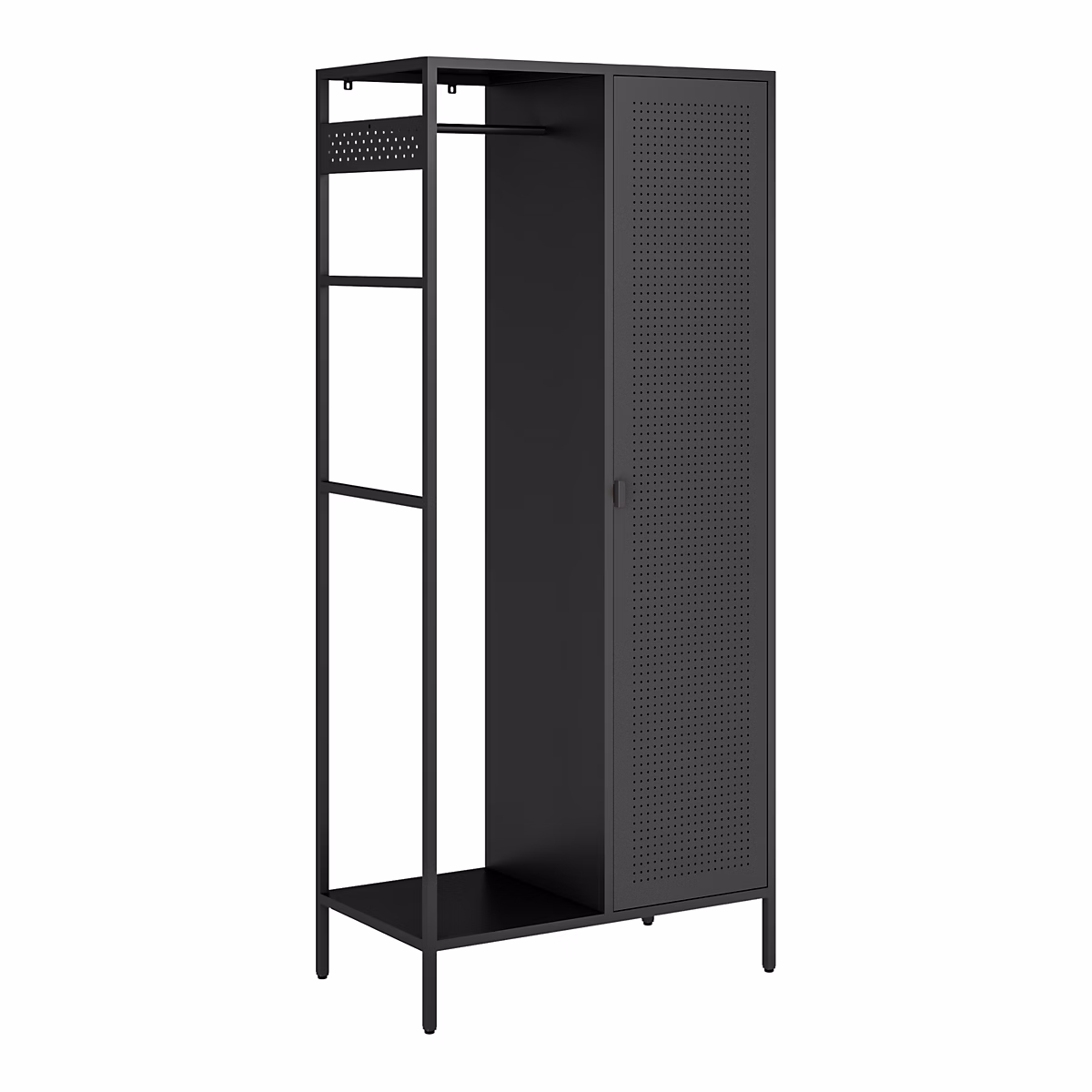 Armoire de chambre Puumala avec 4 étagères acier 180 × 80 × 45 cm noir en.casa