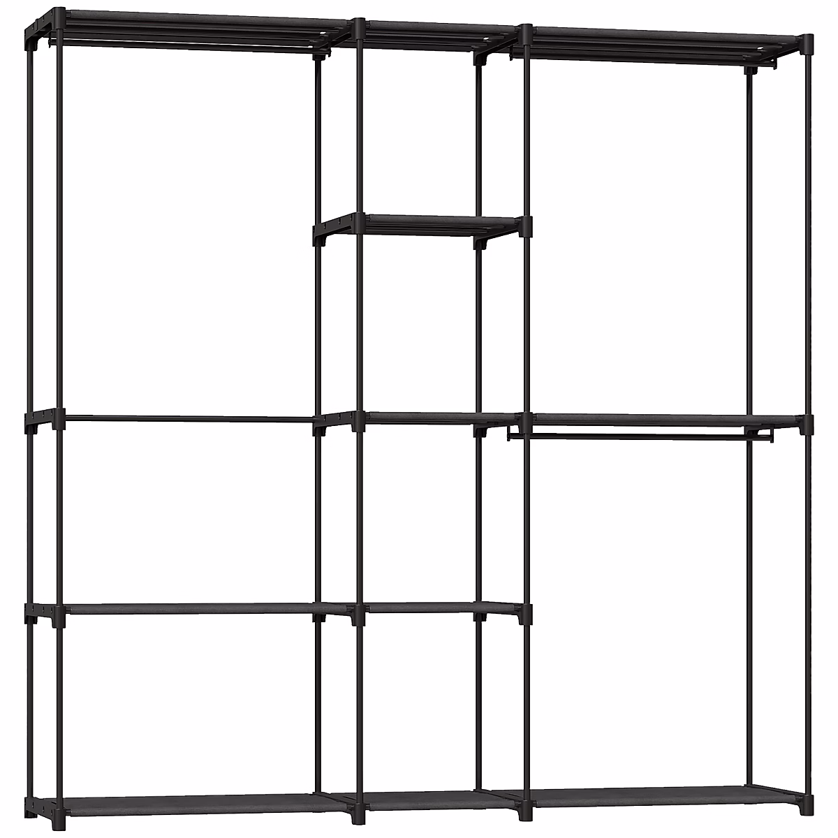 Dressing armoire – penderie dim. 182 × 43 × 185 cm 8 étagères 3 tringles métal non tissé noir