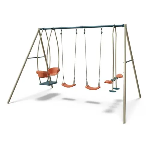 Jardin complet：Portique en métal Aléo by Trigano Luna 4 agrès - H 2,20 m