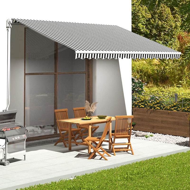 Auvent Anthracite et blanc 4 – 5 × 3 m, VIDAXL, Tissu de remplacement, Anti UV, 100% polyester