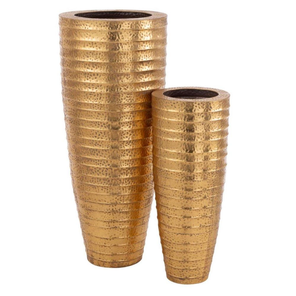 J-LINE Lot de 2 vases déco en métal egypte 122cm or